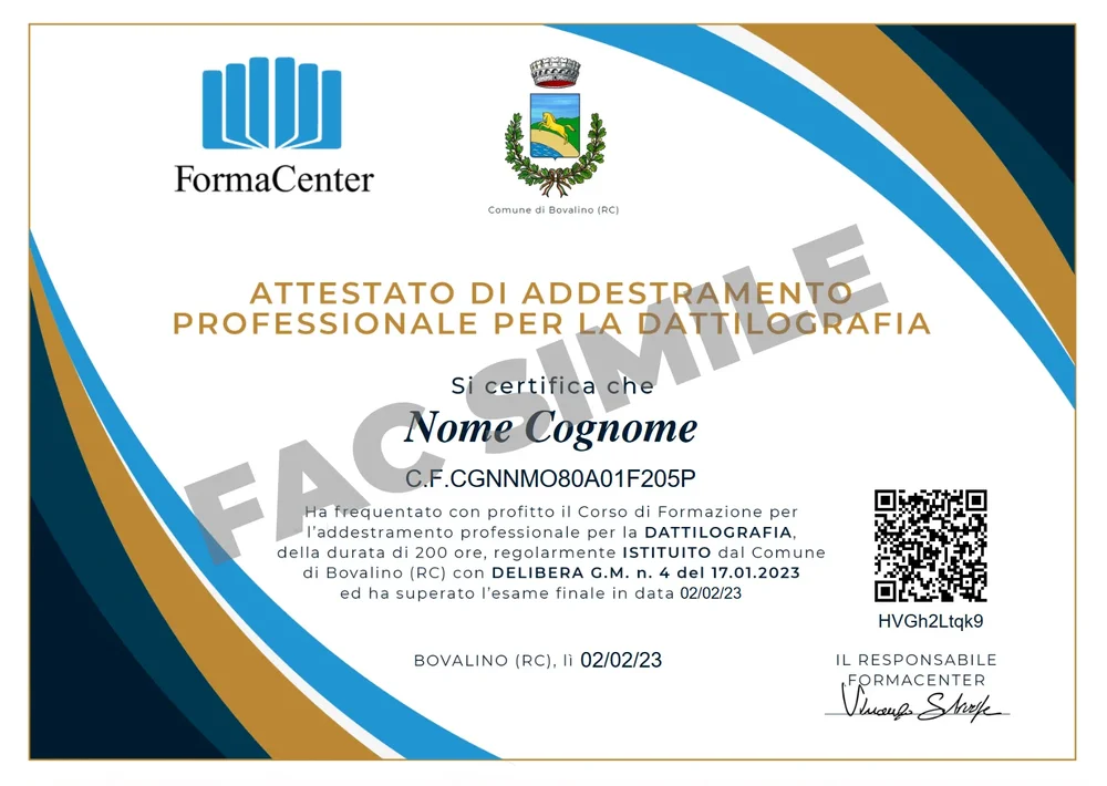 Fac Simile Dattilografia Formacenter