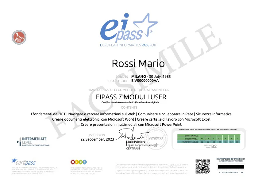 Facsimile Eipass Ciad