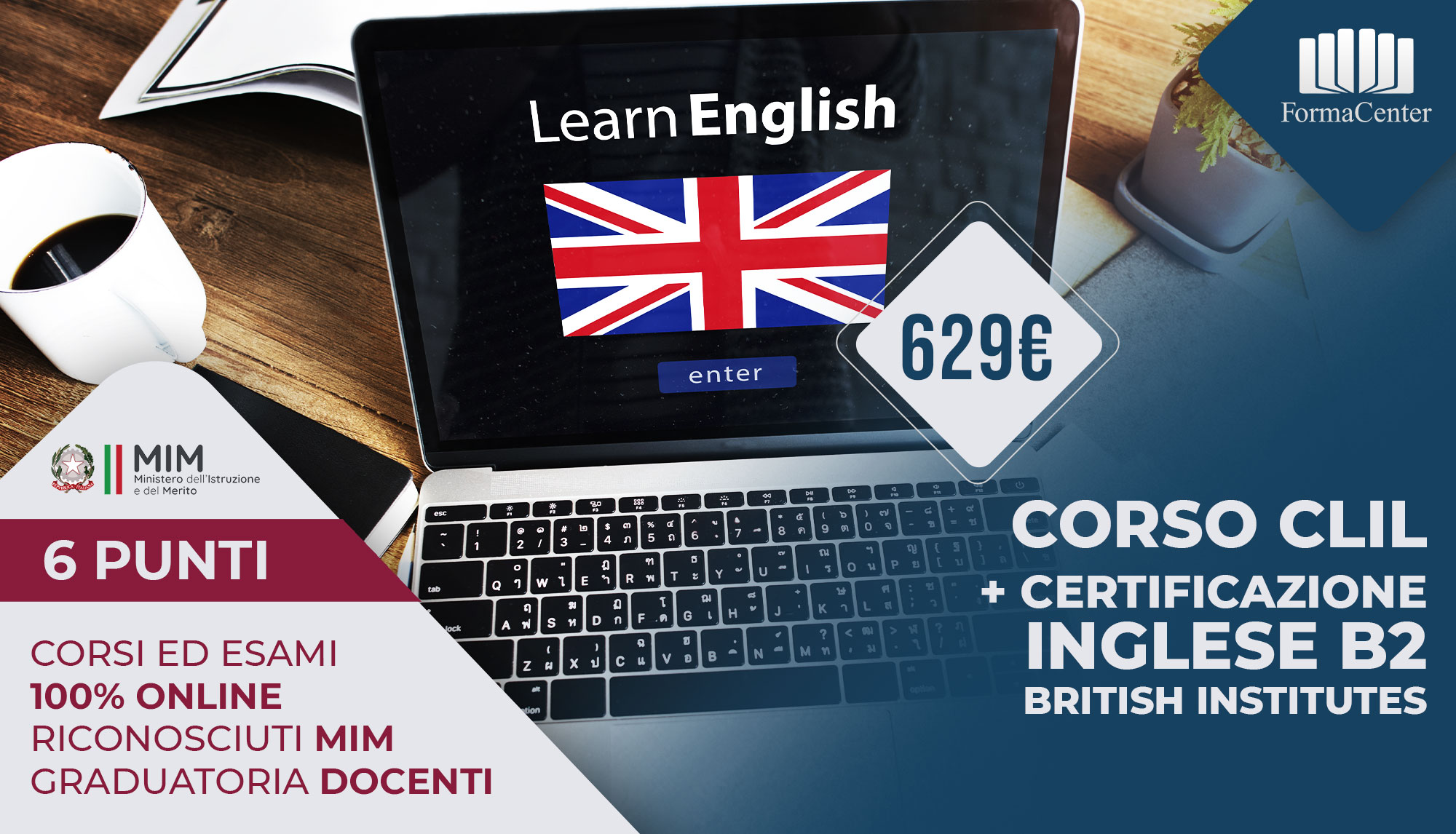 Clil + Certificazione Inglese B2 Perfezionamento Annuale Formacenter.it