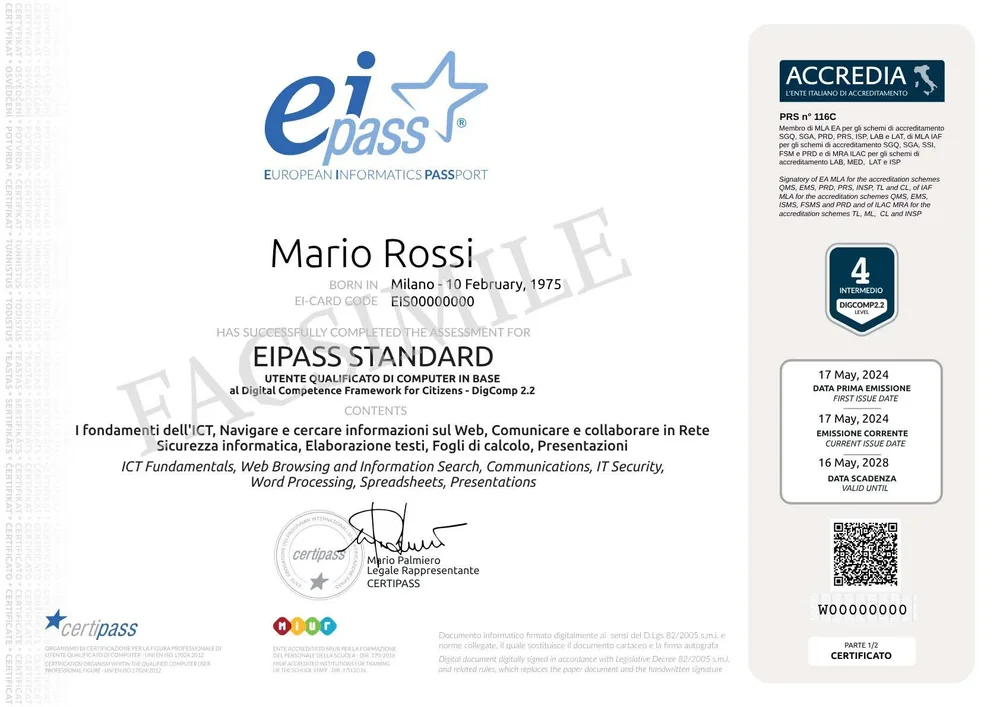 Facsimile Eipass Standard